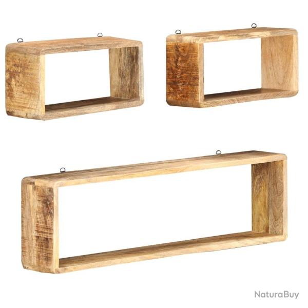 Ensemble d'�tag�re cube 3 pcs bois solide de manguier