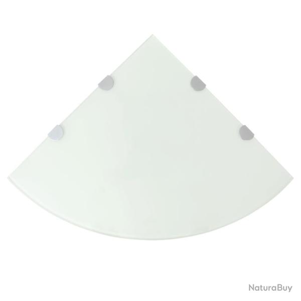 �tag�res d'angle 2 pcs et supports chrom�s Verre Blanc 45x45 cm