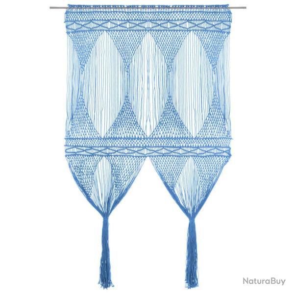 Rideau en macram� Bleu 140x240 cm Coton
