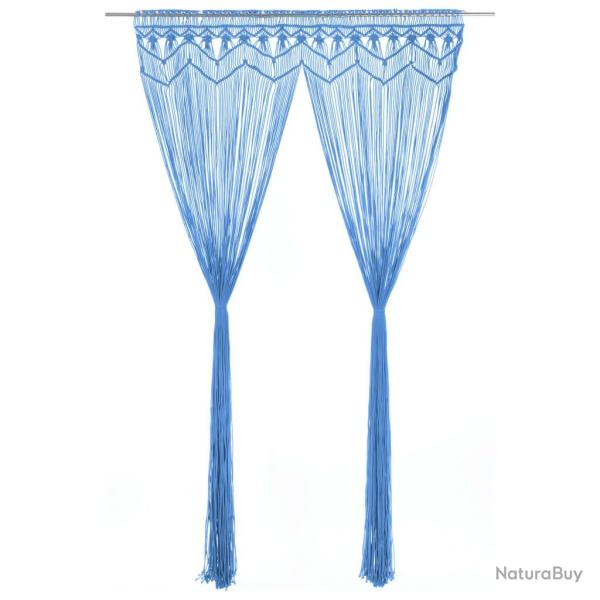 Rideau en macram� Bleu 140x240 cm Coton