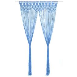 Rideau en macram&eacute; Bleu 140x240 cm Coton alsavelo