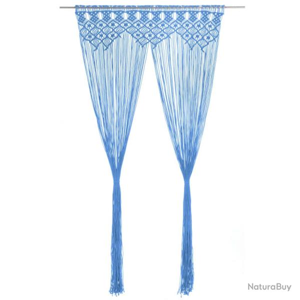Rideau en macram� Bleu 140x240 cm Coton