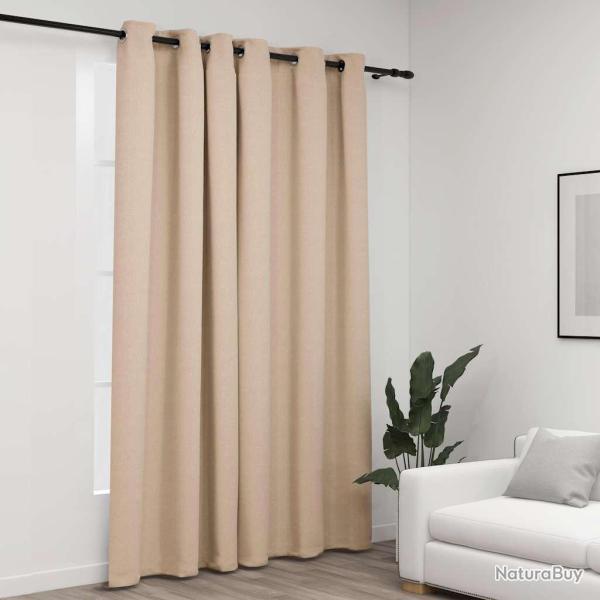 Rideau occultant aspect de lin avec oeillets beige 290x245 cm