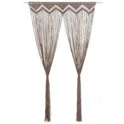 Rideau en macram&eacute; Taupe 140x240 cm Coton alsavelo