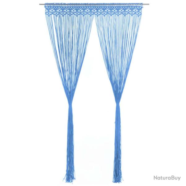 Rideau en macram� Bleu 140x240 cm Coton