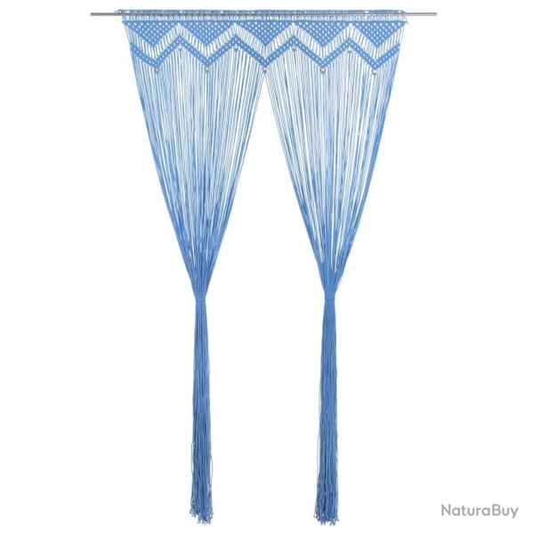 Rideau en macram� Bleu 140x240 cm Coton