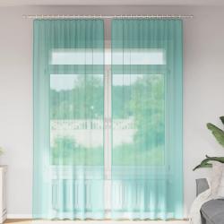 Rideaux en voile avec boucles 2 pcs turquoise 140x260 cm