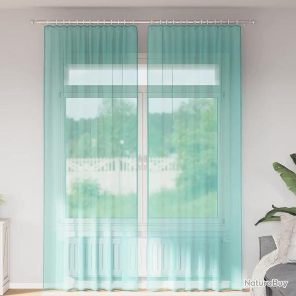 Rideaux en voile avec boucles 2 pcs turquoise 140x260 cm