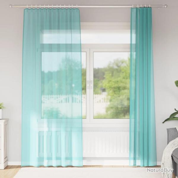 Rideaux en voile avec boucles 2 pcs turquoise 140x225 cm