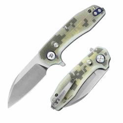Couteau Dreamtech Lame Sheepsfoot Acier D2 Satin Manche G10 Camo Axis Lock DTK3435GC