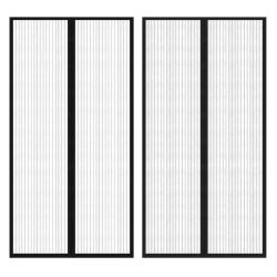 Rideau de porte contre insectes 210x100cm 2 pcs magn&eacute;tique noir alsavelo