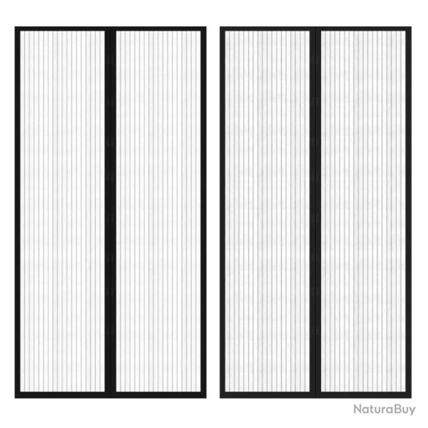 Rideau de porte contre insectes 210x100cm 2 pcs magn�tique noir