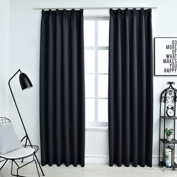 Rideaux occultants avec crochets 2 pcs Anthracite 140x225 cm alsavelo