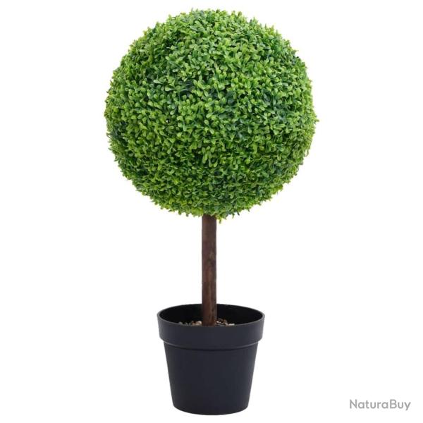 Plante de buis artificiel avec pot Forme de boule Vert 71 cm
