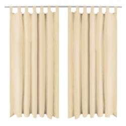 Rideau occultant avec boucles 2 pcs 140 x 225 cm Beige alsavelo