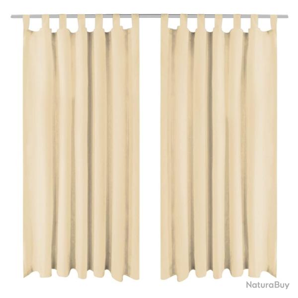 Rideau occultant avec boucles 2 pcs 140 x 225 cm Beige alsavelo