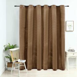 Rideau occultant avec anneaux en m&eacute;tal Velours Beige 290x245 cm alsavelo