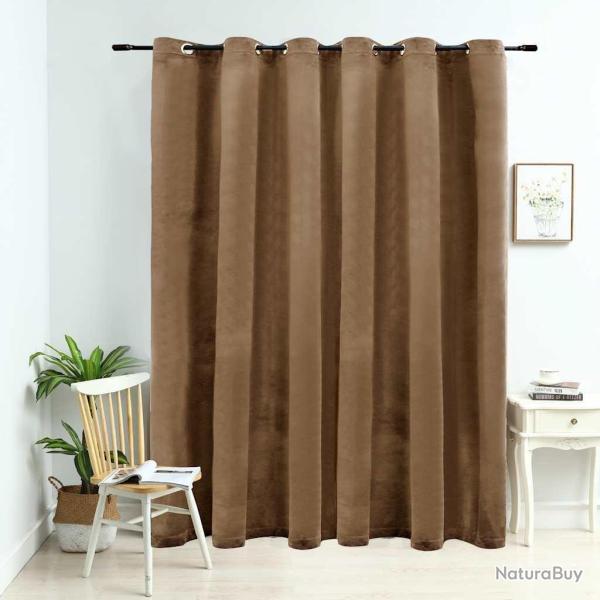 Rideau occultant avec anneaux en m�tal Velours Beige 290x245 cm