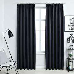 Rideaux occultants avec crochets 2 pcs Anthracite 140x175 cm alsavelo