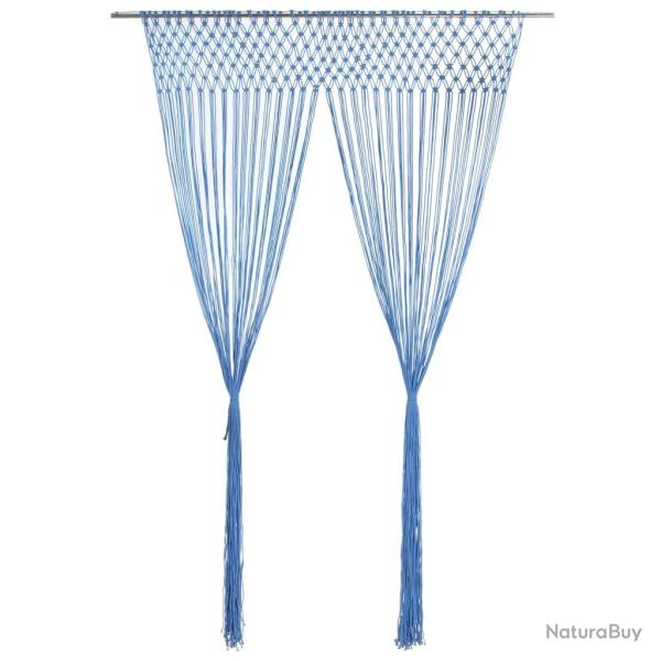 Rideau en macram� Bleu 140x240 cm Coton