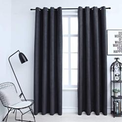 Rideaux occultants avec anneaux M&eacute;tal 2pcs Anthracite 140x225cm alsavelo