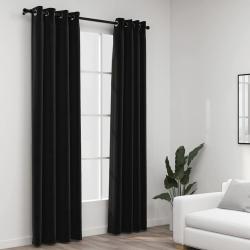 Rideaux occultants Aspect de lin 2 pcs Anthracite 140x245 cm alsavelo