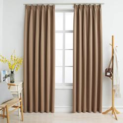 Rideaux occultants avec crochets 2 pcs Taupe 140x245 cm alsavelo
