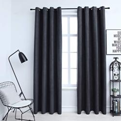Rideaux occultants avec anneaux M&eacute;tal 2pcs Anthracite 140x245cm alsavelo