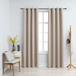 Rideaux occultants avec anneaux en m&eacute;tal 2 pcs Beige 140x245 cm