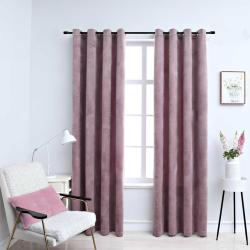 Rideaux occultants avec anneaux 2 pcs Velours Rose 140x225 cm