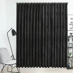 Rideau occultant avec crochets Velours Anthracite 290x245 cm alsavelo