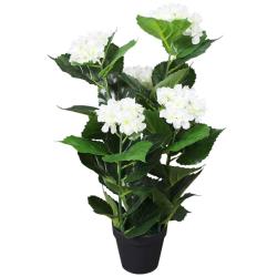 Plante hortensia artificielle avec pot 60 cm Blanc alsavelo