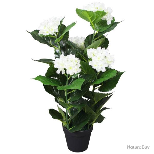 Plante hortensia artificielle avec pot 60 cm Blanc