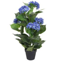 Plante hortensia artificielle avec pot 60 cm Bleu alsavelo