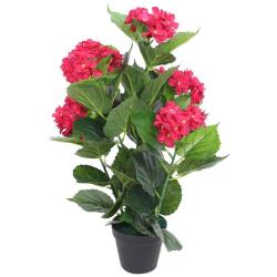 Plante hortensia artificielle avec pot 60 cm Rouge alsavelo