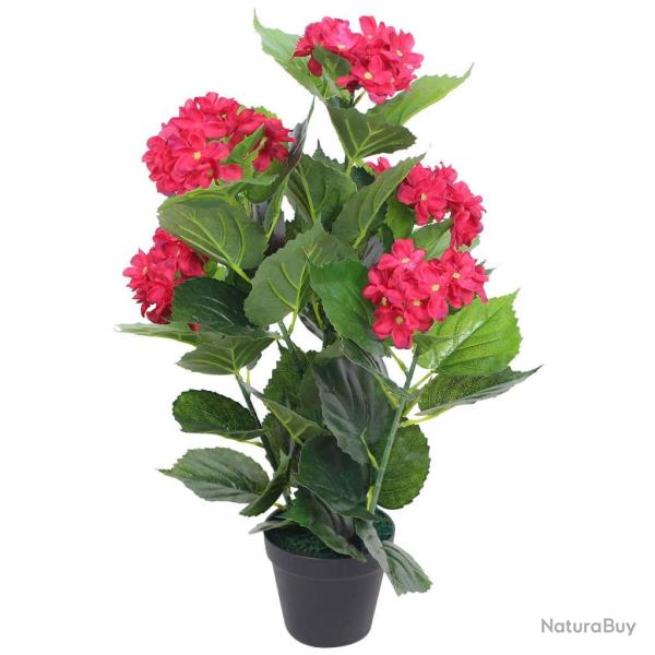Plante hortensia artificielle avec pot 60 cm Rouge