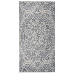 Tapis &agrave; tissage plat d'ext&eacute;rieur 100x200 cm Motif bleu alsavelo