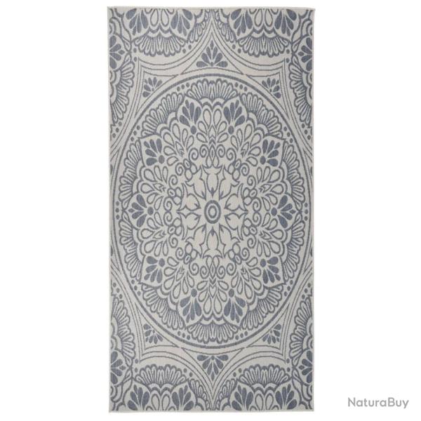 Tapis � tissage plat d'ext�rieur 100x200 cm Motif bleu