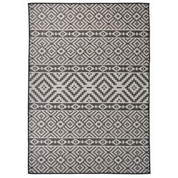 Tapis &agrave; tissage plat d'ext&eacute;rieur 120x170 cm Rayures noires alsavelo