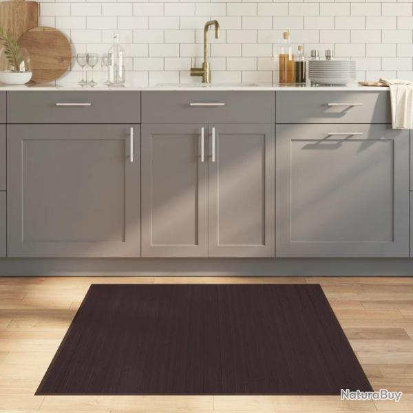 Tapis carr� marron fonc� 100x100 cm bambou