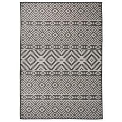 Tapis &agrave; tissage plat d'ext&eacute;rieur 140x200 cm Rayures noires alsavelo