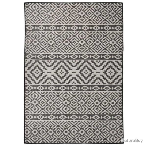 Tapis � tissage plat d'ext�rieur 140x200 cm Rayures noires