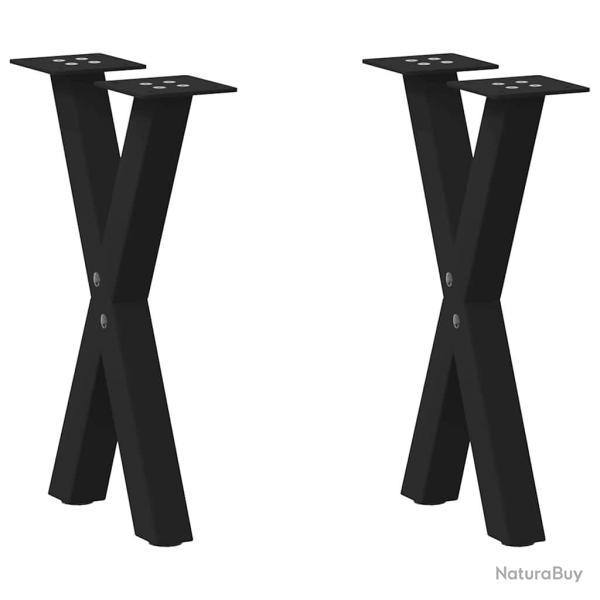 Pieds de table basse forme de X 2 pcs noir 38x(42-43) cm acier