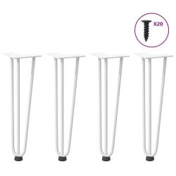 Pieds de table en forme d'&eacute;pingle &agrave; cheveux 4 pcs blanc 42 cm alsavelo