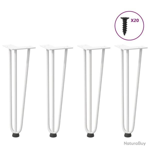 Pieds de table en forme d'�pingle � cheveux 4 pcs blanc 42 cm