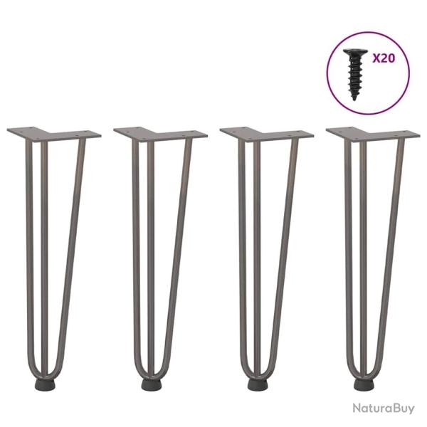 Pieds de table en forme d'�pingle � cheveux 42 cm acier massif