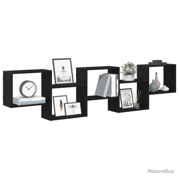 �tag�re cube murale 5 compartiments noir bois d'ing�nierie