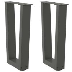 Pieds de table &agrave; manger en forme de V 2 pcs anthracite acier alsavelo