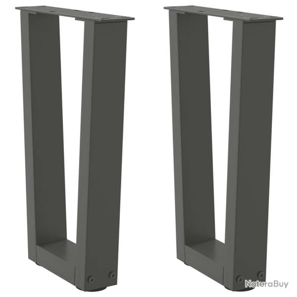 Pieds de table � manger en forme de V 2 pcs anthracite acier