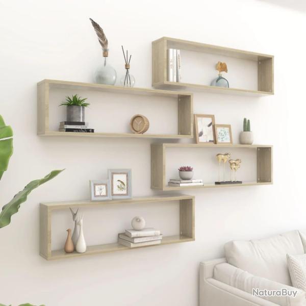 �tag�res cube murales 4 pcs ch�ne sonoma bois d'ing�nierie